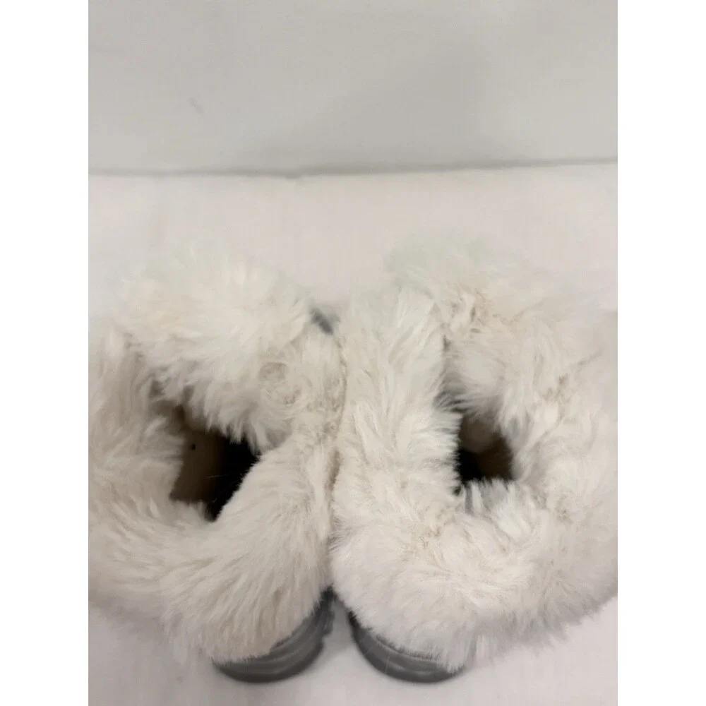 London Fog‎ Kids Silver Metallic Glitter Faux Fur Winter Snow Boots Size 8